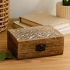 Wooden Box Whitewashed Slavic Design 15x10x6 Cm
