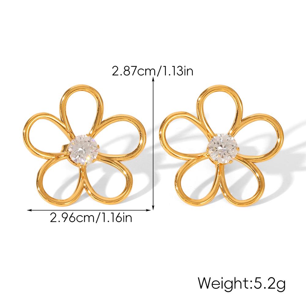 

Exquisite Zircon Hollow Flower Earrings Minimalist Stainless Steel Gold Plated Fashion Ear Studs Trendy Jewelry for Women Gifts золотой