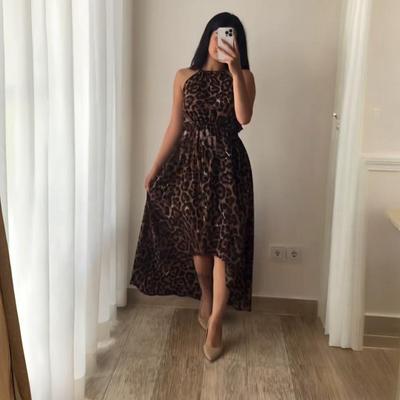 2025 Summer Leopard Print Sleeveless Women's Sexy Slimming Casual Dress