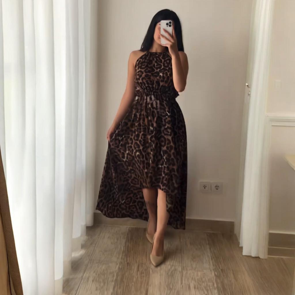2025 Summer Leopard Print Sleeveless Women's Sexy Slimming Casual Dress