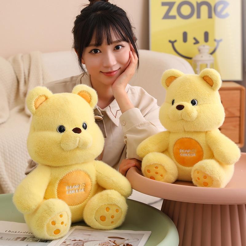 Cute Cheese Bear Plush Toy Stuffed Animal Teddy Bear Doll For Kids Adorable Gift For Girls