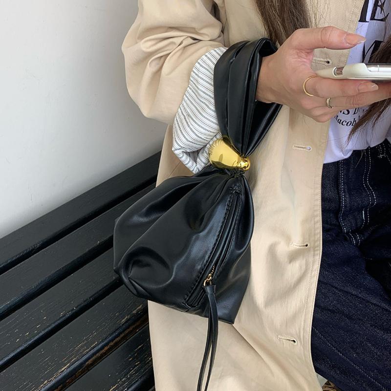 Fashion Designer Women's Small Handbag Soft Leather Pleated Ladies Mini Clutch Bag Female Party Evening Purses Bucket Bag