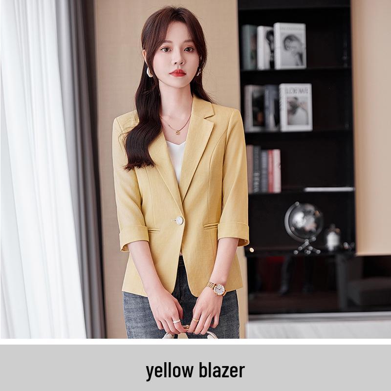 

Женский розовый блейзер с рукавами средней длины на весну/лето 2024 – новый модный повседневный костюмный топ S