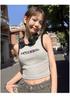 American Style Sleeveless Cotton Vest: Tight-Fitting, Color-Block, Embroidered Design, Breathable with Open Back