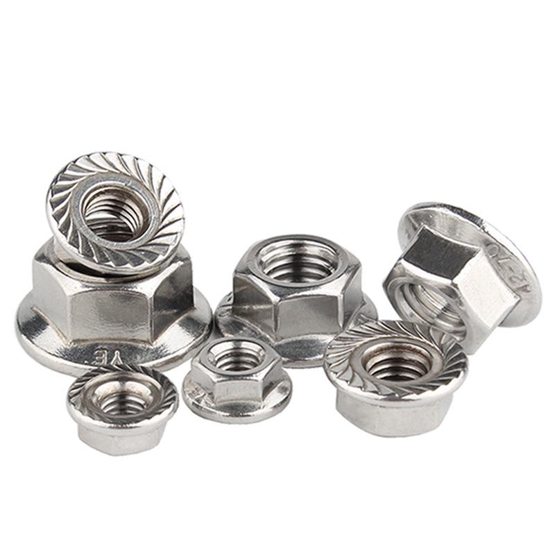 304 Stainless Steel Hex Flange Nut with Anti-Slip Washer, M3-M16