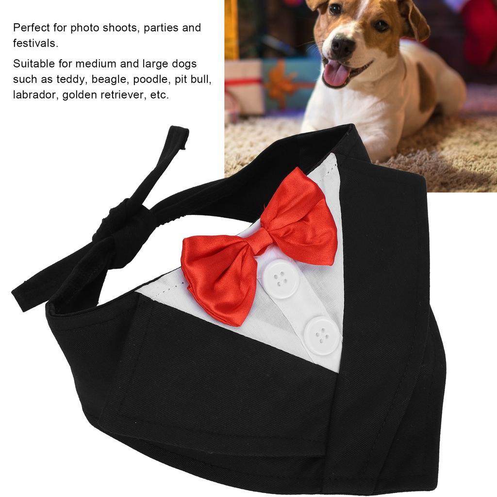 Pet Dog Suit Bandana Set Bow Tie Shirt For Formal Wedding Party For Large And Medium Dogs