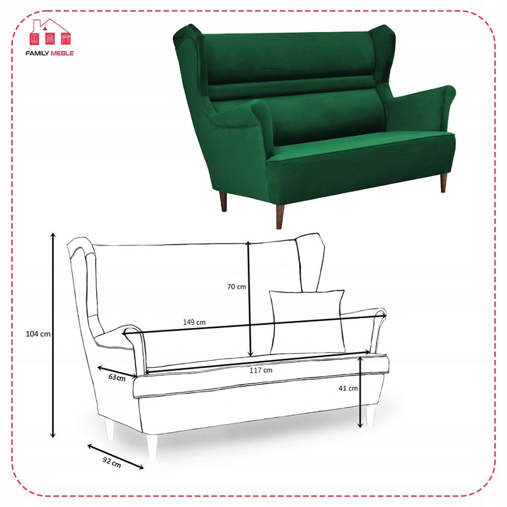 Sofa Wing Sofa Zoja Scandinavian Non-folding Family Meble Green But