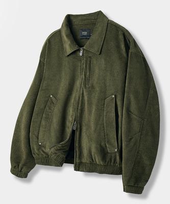 Dimitri Black 2Way Crop Corduroy Drizzler Jacket_Olive