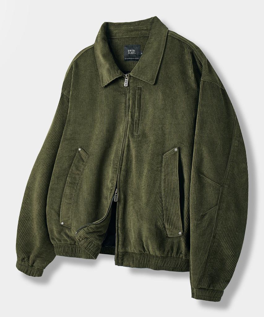 Dimitri Black 2Way Crop Corduroy Drizzler Jacket_Olive