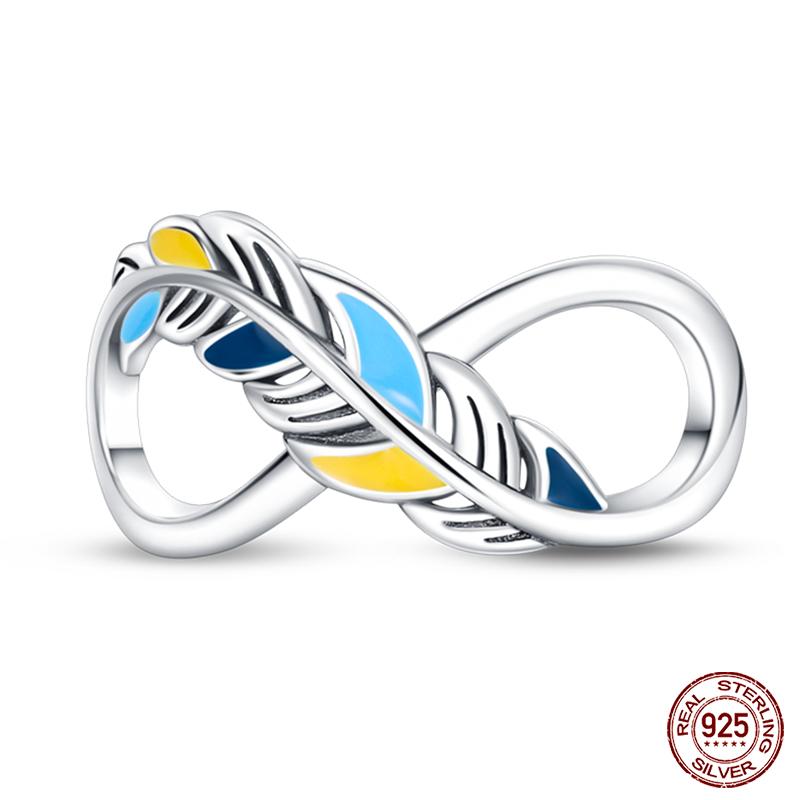 100% Copper Classic Golden Sunflower Feather Eternal Infinity Charm Beads Fit Qikaola Original Bracelet Diy Jewelry