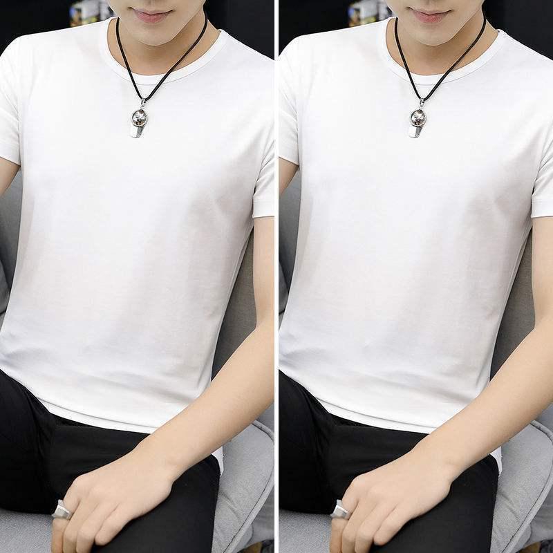 2-pak męskich koszulek z lodowego jedwabiu z dekoltem w serek, z krótkim rękawem, slim fit