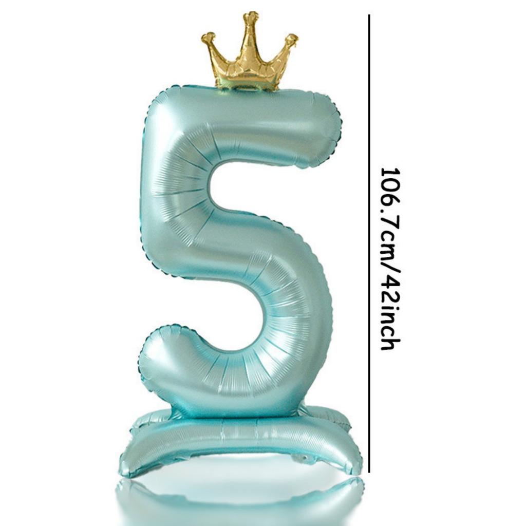 42inch 0-9 Blue Crown Number Balloons Princess Theme Happy Birthday Party Kids Adult Decor Baby Shower Globos Anniversary Decor