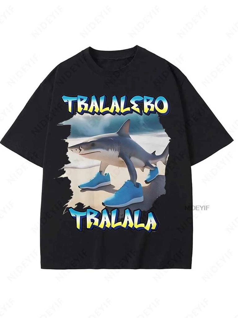 Italian Brainrot Funny Meme T-shirts Tralalero Tralala Tung Tung Tung Sahur Bombardiro Crocodilo Brr Brr Patapim Washed T Shirts