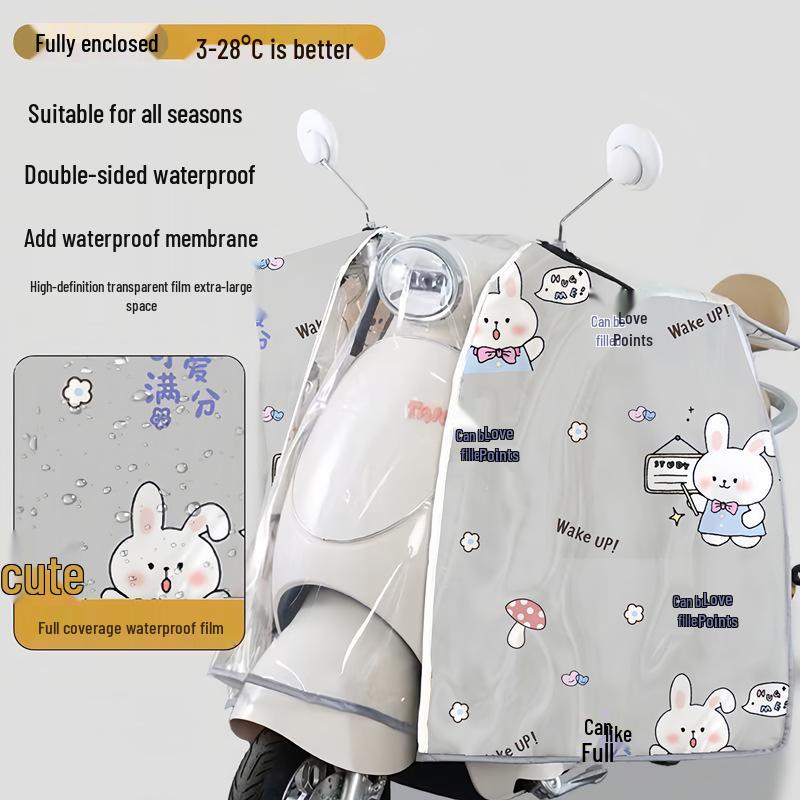Tempered Film Electric Vehicle Windshield & Seat Cover: Summer-Ready, Windproof, Rainproof, Waterproof.