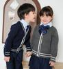 Parent-child Outfit Contrast Color Pockets Medium and Large Children's Knitted Cardigan College School Uniform Girls Sweater Jacket