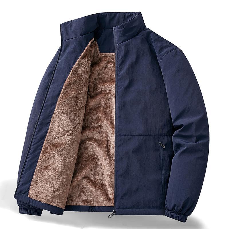 Autumn and Winter Nylon Fleece Jacket Medium-green Urban Men's Business Jacket Executive Thickened Windproof Top