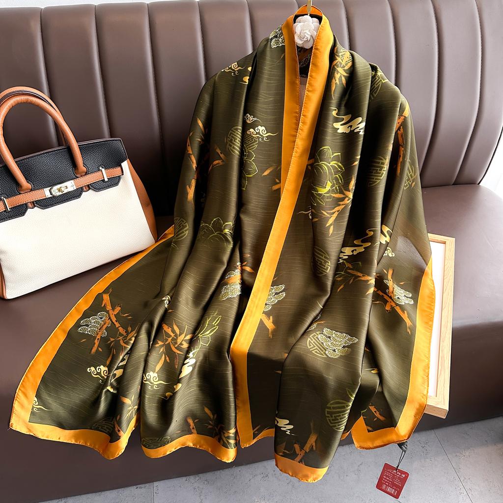 Spring Scarf Women'S Luxury Design Scarf Silk Smooth Scarf Soft Muslim Headband Shawl Beach