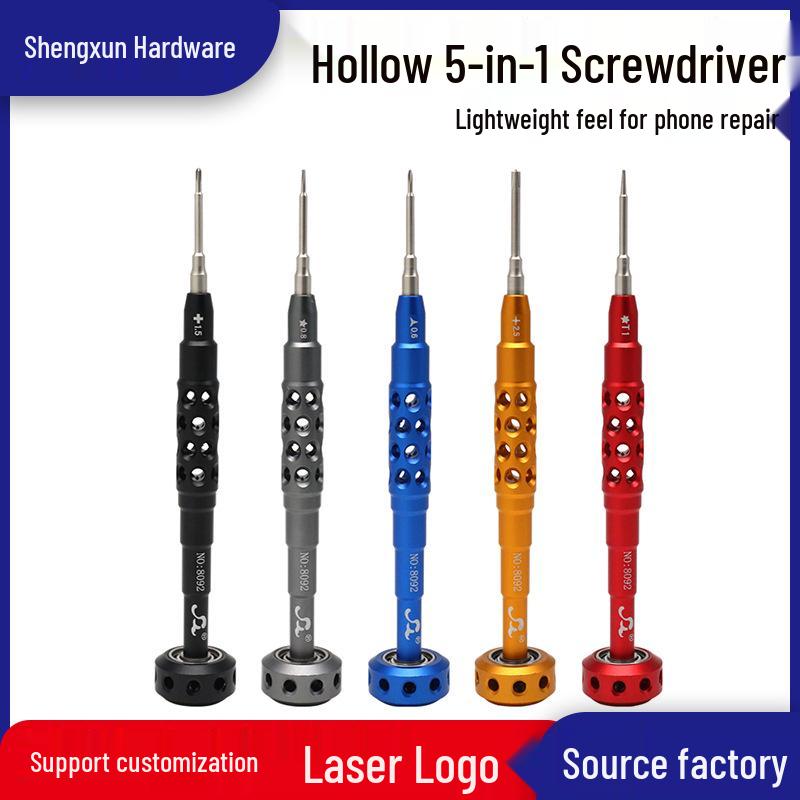 5-in-1 Precision Screwdriver Set for Mobile Phone Repair with Hollow Design and Silent Bearing Tail Cap