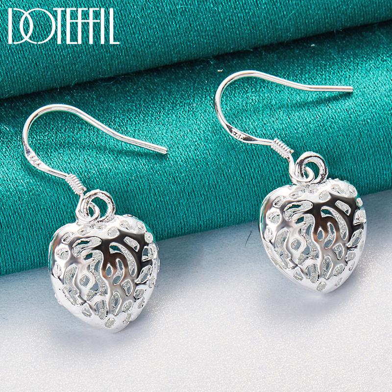 Heart Pendant Earrings Silver Fashion Jewelry