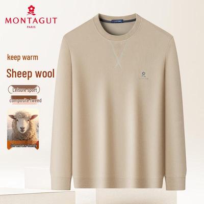 MONTAGUT Men's Lamb Wool Blend Crewneck Sweatshirt