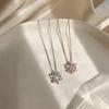 Crystal Snow Flake Pendant Long Necklace for Women Sweater Chain Snowflake Necklace Choker Adjustable for Rhinestone Jew