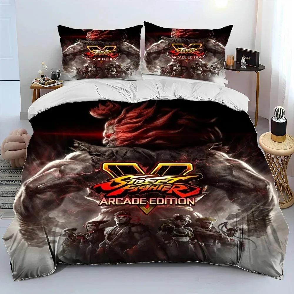 3D Print Street Fighter Retro Game Bedding Set Duvet Cover Bed Set Quilt Cover Pillowcase Comforter King Queen Size Boys Adult