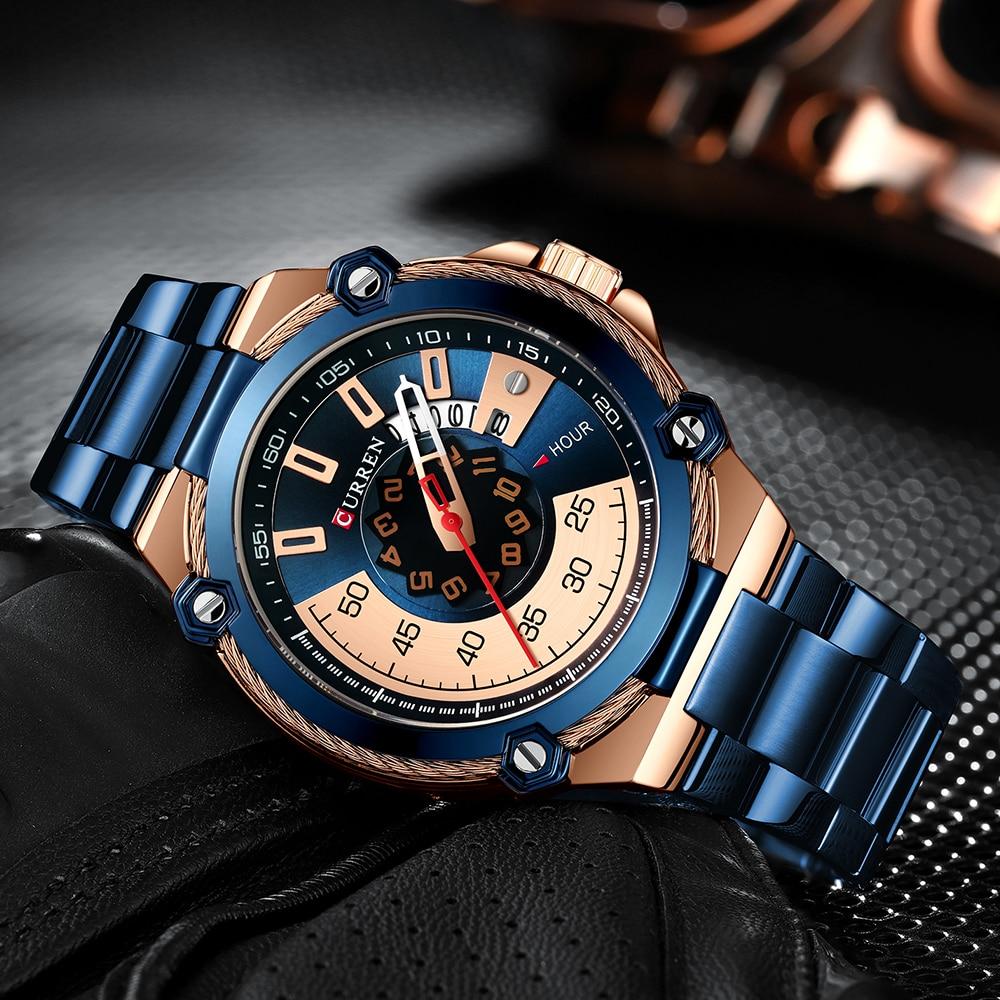 CURREN Design Watches Men's Watch Quartz Clock Male Fashion Stainless Steel Wristwatch with Auto Date Causal Business New Watch M8345