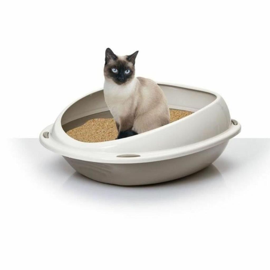 Cat Litter Box Aimé 45 x 36 x 15,5 cm Beige Taupe Plastic