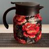 Tea Kettle 800ml Coffee Carafe Kettle Insulated Floral Pattern Teapot Stainless Steel Vacuum Thermal Pot for Brewing Filtering