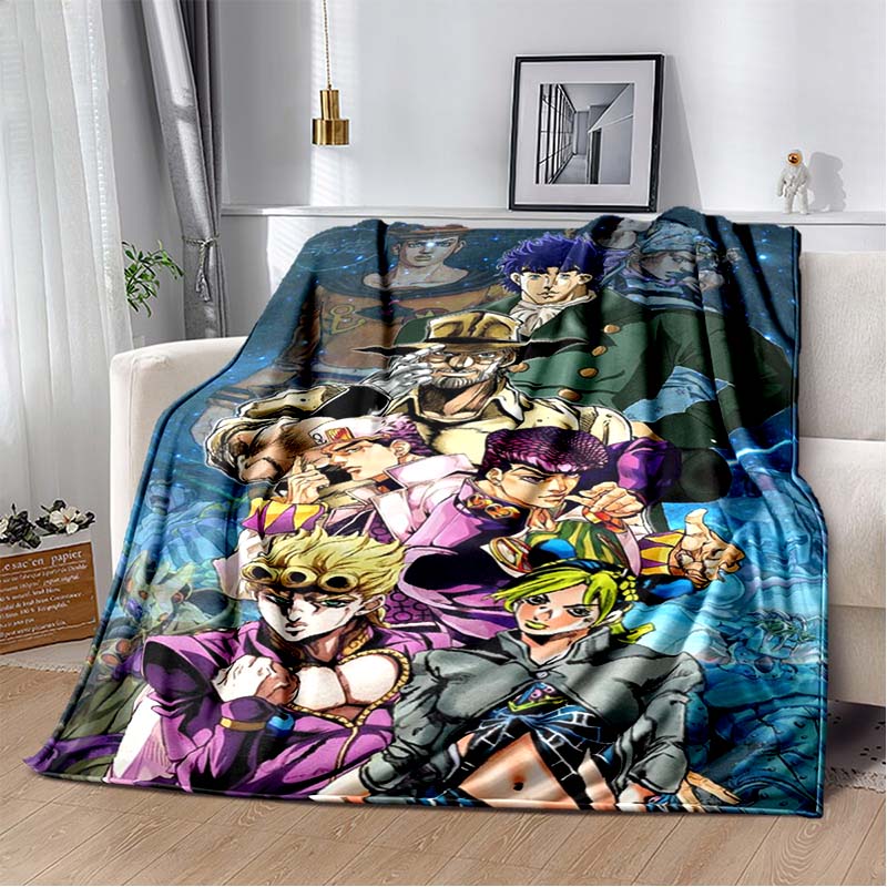 3D Cartoon Anime J-JoJo's Bizarre Adventure Bedruckte Decke Haus Sofa Bettbezug Wohnzimmer Schlafzimmer Dekoration Warme Weiche Decke