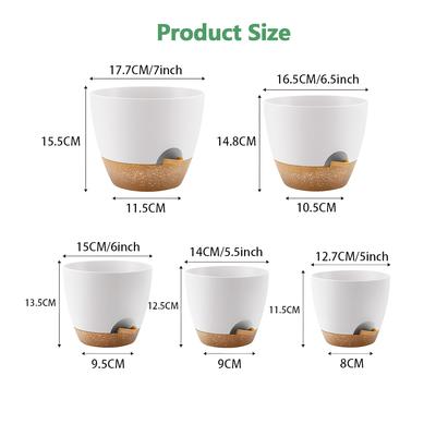 5pcs 5/5.5/6/6.5/7in Self Watering Planters, Plant Pots With Drainage Holes And Saucers, Nursery Planting Pot For Indoor