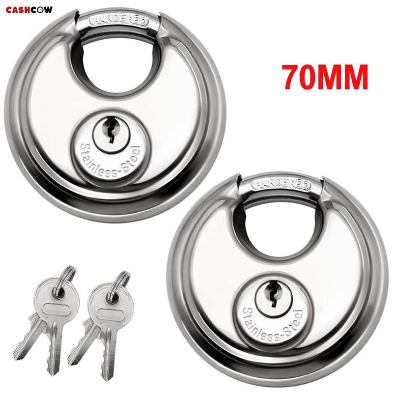 2Pcs 70mm Great Discus Lock Lightweight Round Reble Padlock Anti Theft Heavy Duty Trailer Caravan Round Disc Lock Door Locks