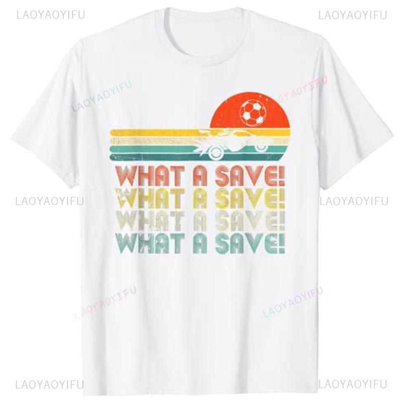 What A Save Vintage Retro Rocket Soccer Car League TShirt Custom Printed Shirts Funny T Shirts S