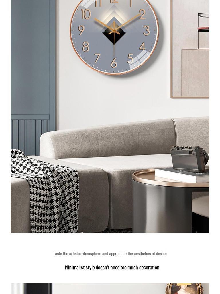 12-inch Modern Minimalist Silent Wall Clock for Living Room - Creative and Stylish Design