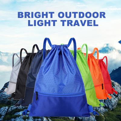 Borsa portaoggetti per fitness sportiva all'aperto con cerniera impermeabile in nylon con coulisse