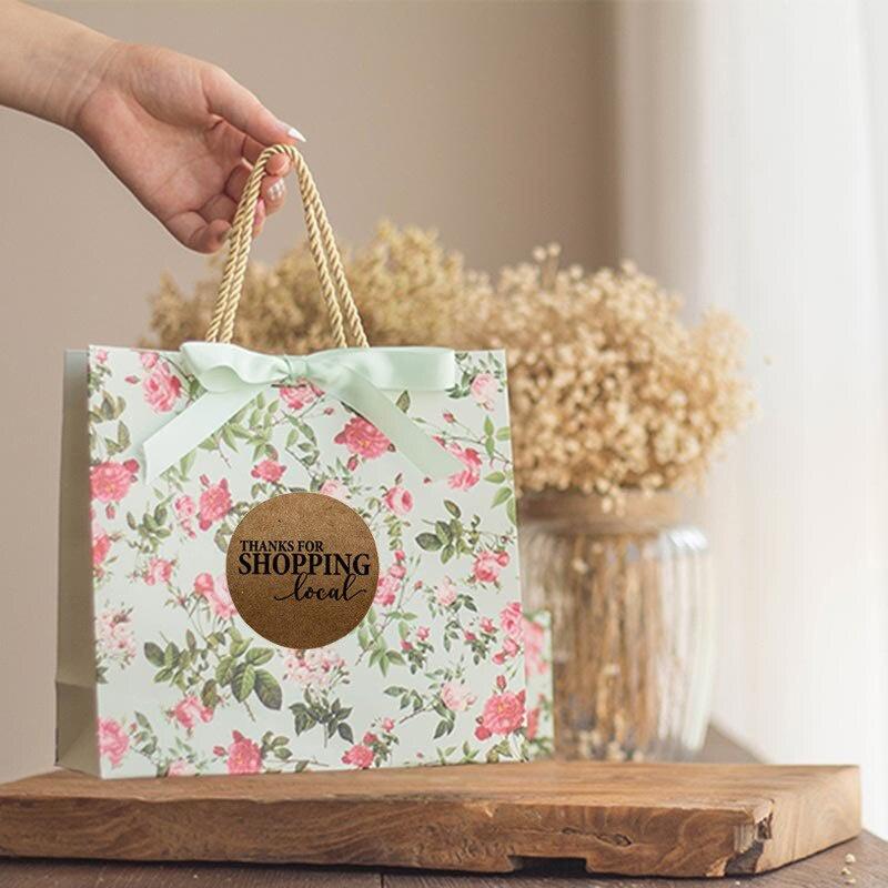 500pcs/ Roll Round Sticker Thank You for Shopping Vintage Kraft Paper Store Packaging Decorative Shopping Bag Sealing Stickers