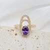 Elegant Oval Zirconia Open Ring Surround Design Adjustable Bridal Ring Wedding Party Gift