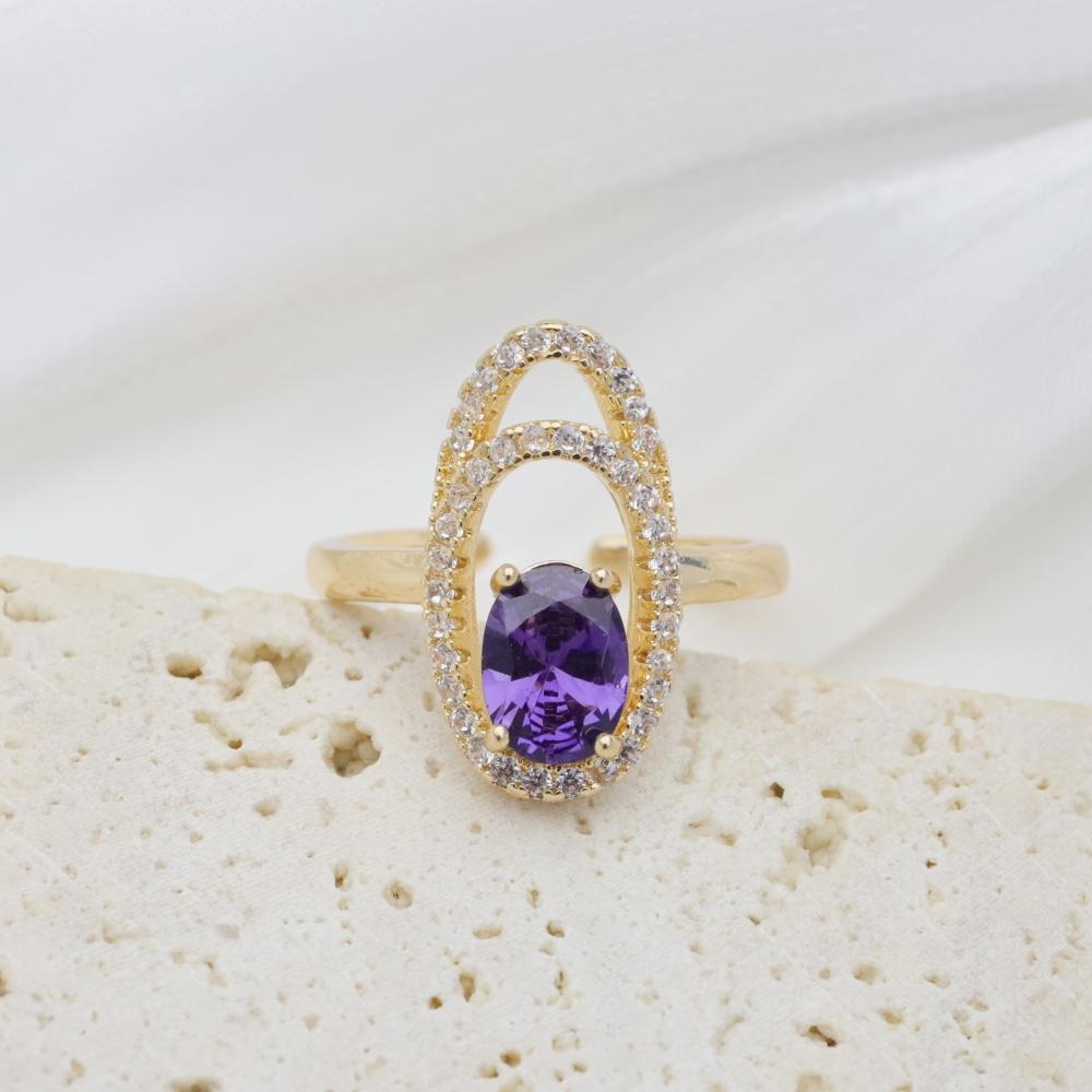 Elegant Oval Zirconia Open Ring Surround Design Adjustable Bridal Ring Wedding Party Gift