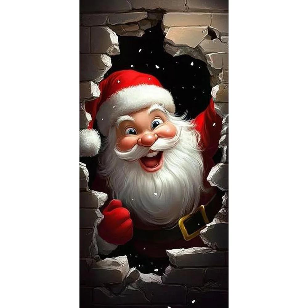 Vivid Santa Claus Send Gift Christmas Door Cover 35.43*72.83inch Banner Front Door Decoration 2025 Christmas Home Party Supplies