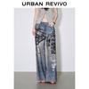 UR Women's Retro Distressed Printed Denim Jeans