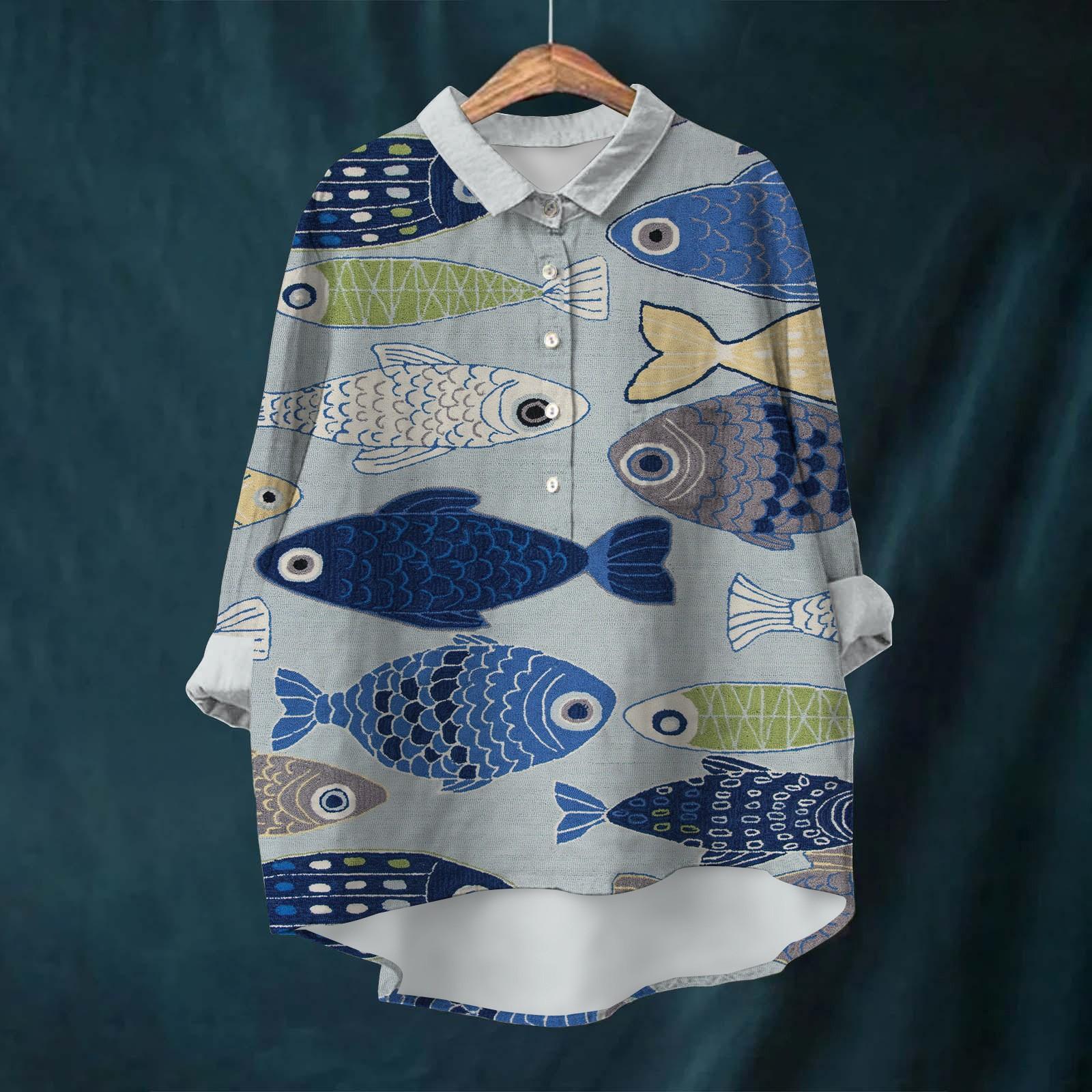 

Рубашки с принтом в виде животных и цветов Гавайские повседневные с длинным рукавом Женские блузки и рубашки 5XL