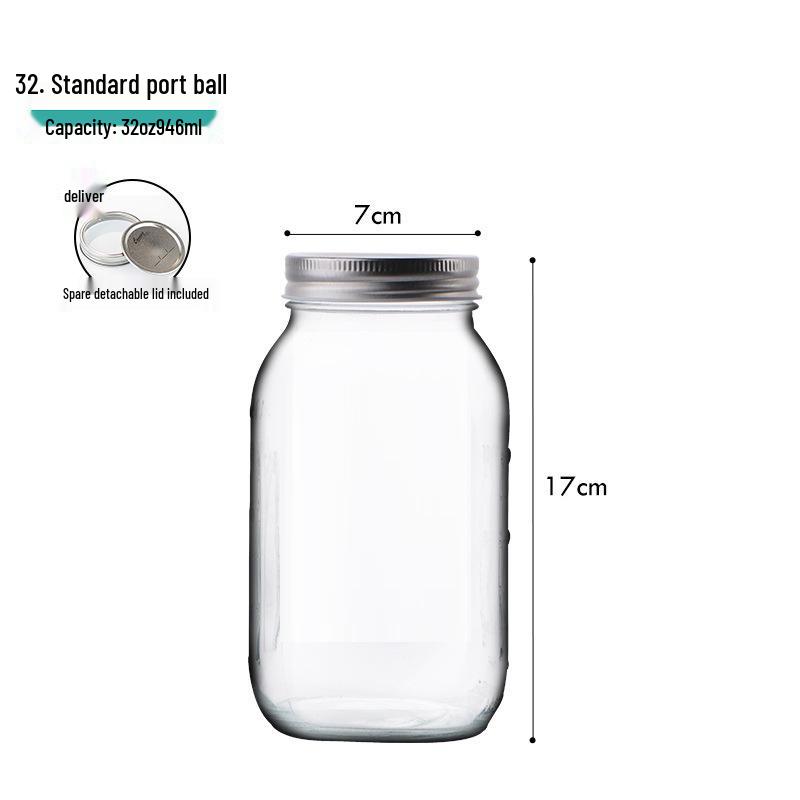American Style Glass Mason Jar - Transparent Oatmeal Storage, Jam Bottle, Retro Beverage Cup