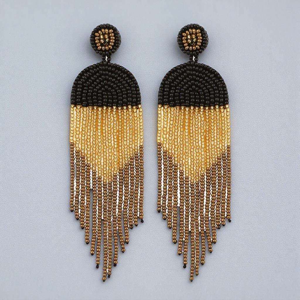 Beaded Tassel Dangle Earrings Long Handmade Bohemian Statement Drop Earrings for Women Fashion Jewelry Gift