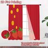 2D FLAT PRINTING 2pcs Curta (easter Decor) Fruitful Strawberry Design Chic Print Curta Machine Washable Fabric Curta