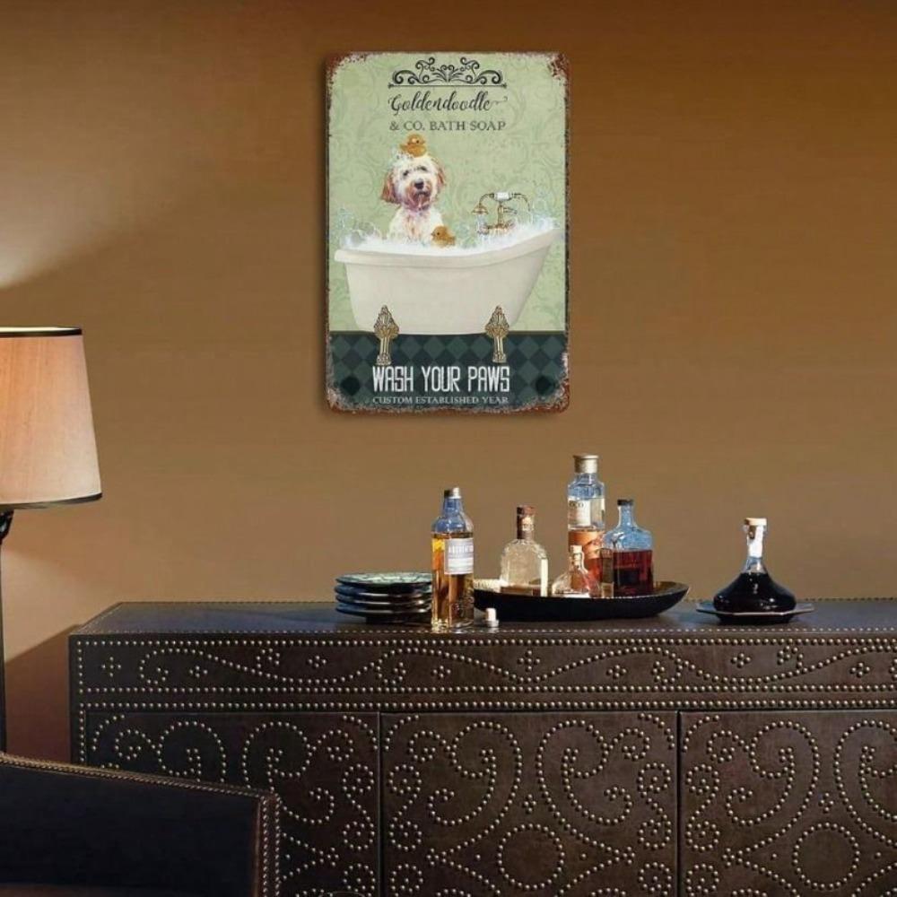Vintage Metal Sign Golden Retriever Poster for Bathroom Laundry Bar Pub Wall Decor