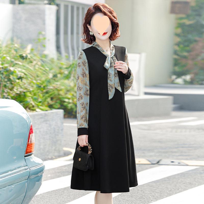2025 Chic Plus Size Chiffon Spring Dress for Mature Women - Stylish & Elegant XL чёрный