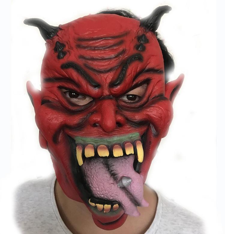 Tongue Long Halloween Red Bull Long Nail Mask Horror Spoofs Prank Props Costume