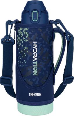 Thermos Water Bottle,Vacuum Insulated Sports Bottle,1L,Navy Mint,For Cold Storage,Includes Pouch,Shoulder-Friendly Strap FJS-1000F NVMT