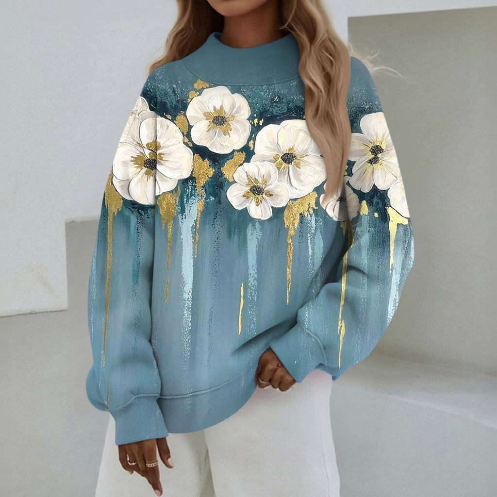 Mock Neck Sweatshirt Women Fall Comfort Oversized Sweatshirt Dressy Pullover Sweatshirts No Hood Cozy Turtleneck Tops