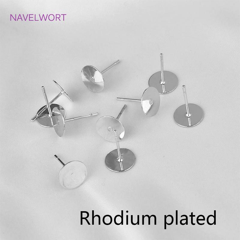 Brass Metal Blank Earring Studs Base Pins 14K Gold Plating Ear Post with Pad,DIY Jewelry Making Accessories Wholesale